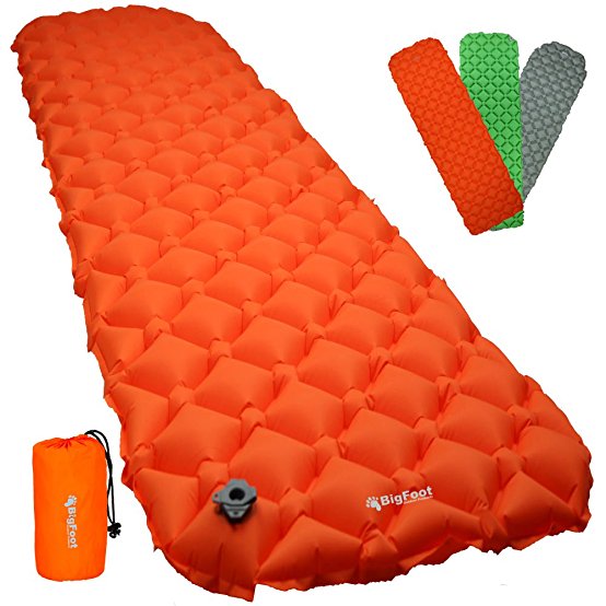 Bigfoot Outdoor Ultra-Compact Airlite Backpacking Air Mattress w/ Cell Technology - Super Comfortable - Perfect for Lightweight Backpacking - Free Repair Kit Included