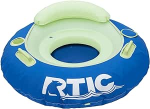 RTIC Tough River Tube for Floating, Inflatable Water Float Raft for Swimming Pool, Lakes and Rivers, Heavy-Duty for Adults with Handles, Drink Holder, and Backrest