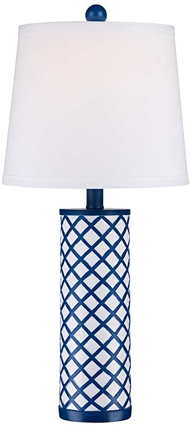 Gisele Blue Lattice Column Table Lamp