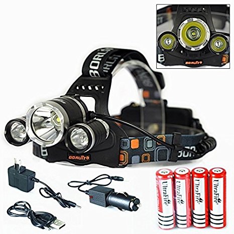 Briday 4 Lighting Modes Headlight Headlamp with Rechargeable Batteries Bike for Outdoor Lights for Reading Outdoor Running Camping Fishing Walking