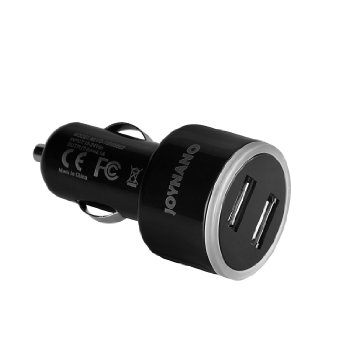 JoyNano 11W 2-Port USB Car Charger 5V 1A 2.1A LED Indicator for iPhone iPad, Samsung, LG, Motorola, Smart Phones, Tablets and More (Black)