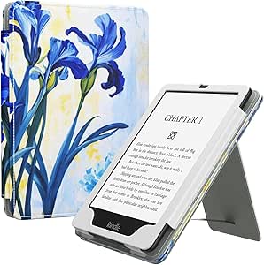 MoKo Case for 6.8" Kindle Paperwhite(11th Generation-2021) and Kindle Paperwhite Signature Edition, Slim PU Shell Cover Case with Auto-Wake/Sleep for Kindle Paperwhite 2021, Blue Iris