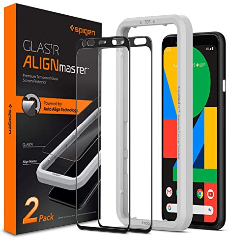 Spigen Tempered Glass Screen Protector [Glas.tR AlignMaster] Designed for Google Pixel 4 (2019) [2 Pack] - Edge to Edge Protection