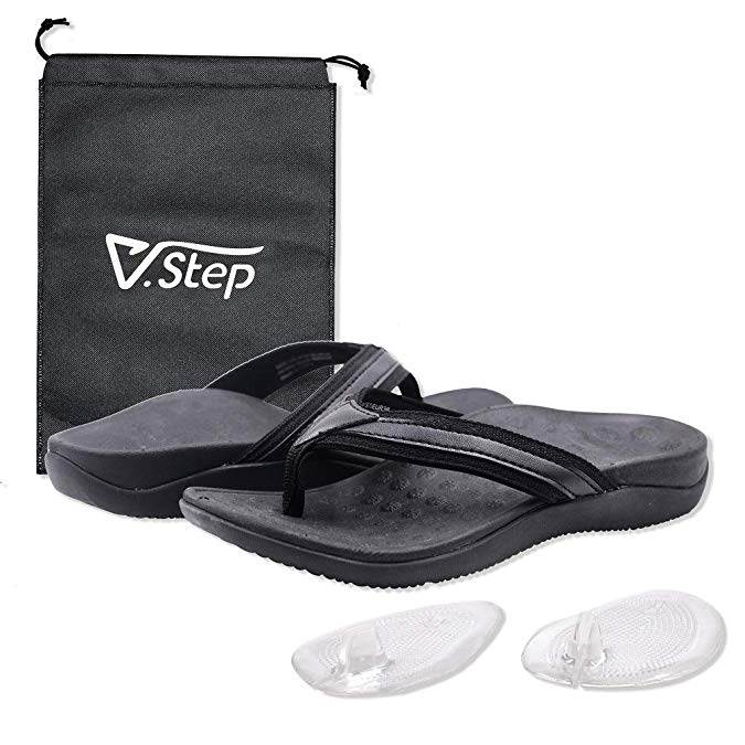 V.Step Orthotic Flip Flops Arch Support Sandals Flat Thong Slippers- Walking Comfort with Orthopedic Support