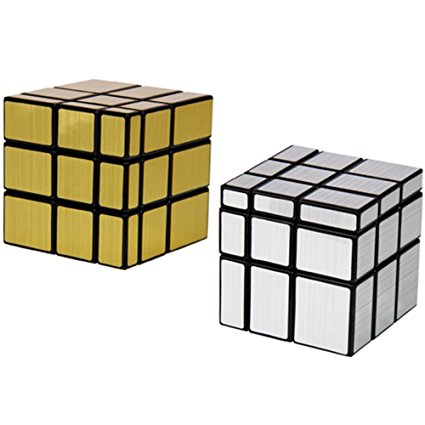 2 Pack Shengshou 3x3x3 Square Mirror Speed Cube Puzzle Golden & Silver