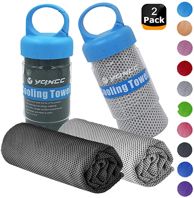 YQXCC Cooling Towels 2 Pack (47"x12") Travel Towel Microfiber Gym Towel for Men or Women Ice Cold Towels for Yoga Gym Travel Camping Golf Football & Outdoor Sports