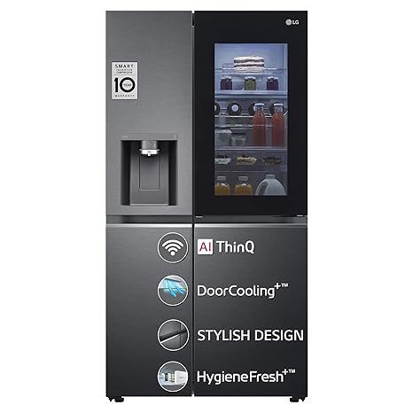 LG 635 L Frost-Free Inverter Wi-Fi InstaView Door In Door UVnano Side-By-Side Refrigerator Appliance with Water Dispenser (2023 Model, GL-X257AMCX, Matte Glass, Door Cooling  with Hygiene Fresh)