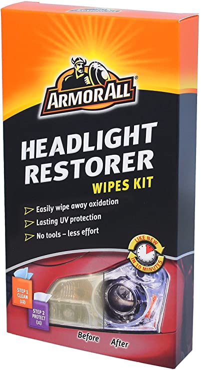 Armor All GAA18514ML6A Headlight Restorer Kit Containing 2 Cleaning 1 Protectant Wipe, 3