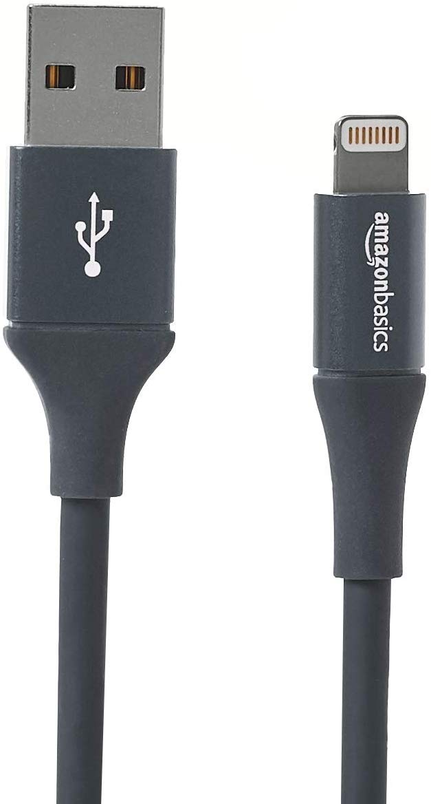 AmazonBasics USB A Cable with Lightning Connector, Premium Collection, MFi Certified iPhone Charger, 10 Foot, 12 Pack, Grey