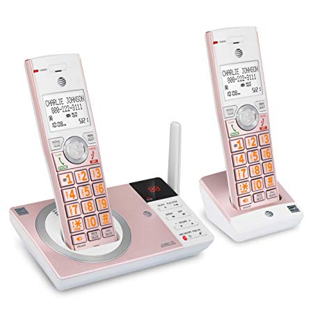 AT&T CL82257 DECT 6.0 Expandable Cordless Phone with Answering System & Smart Call Blocker and 2 Handset Rose Gold