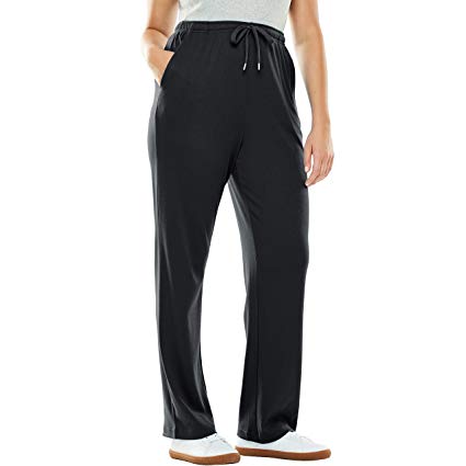 Woman Within Women's Plus Size Sport Knit Straight Leg Pant