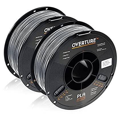 OVERTURE PLA Filament 1.75mm 3D Printer Consumables, 1kg Spool (2.2lbs), Dimensional Accuracy  /- 0.05 mm, Fit Most FDM Printer(Space Gray 2-Pack)