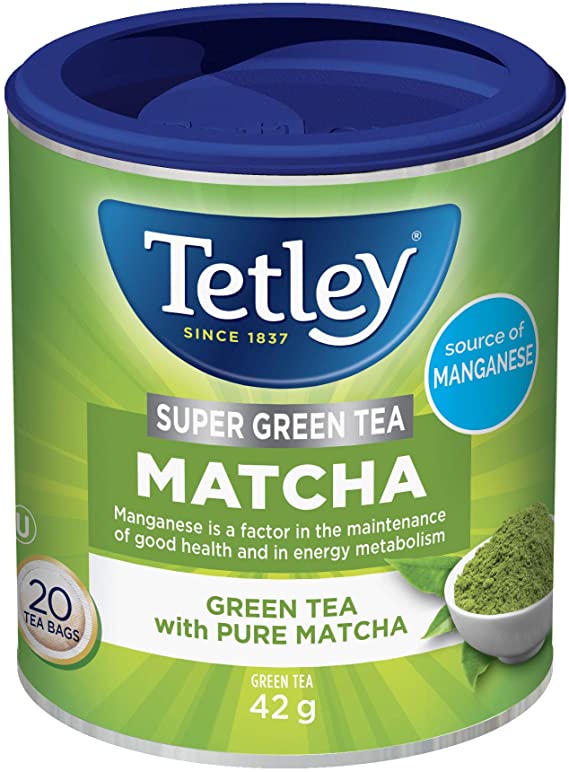 Tetley Super Green Tea Matcha: Green Tea with Pure Matcha, 20 Count