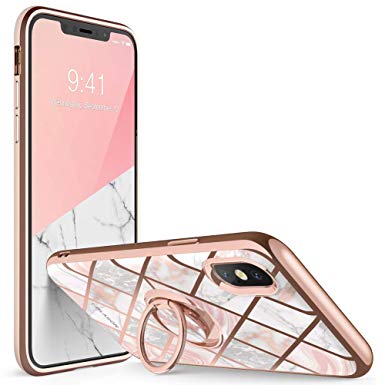 i-Blason Cosmo Snap Case Designed for iPhone Xs Max (2018 Release), Slim with Built-in 360° Rotatable Ring Holder Kickstand Supports Car Mount (Marble)