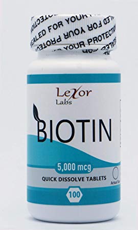 Lexor Labs Biotin Quick Dissolve Tablets - Healthy Hair Skin & Nails Vitamins - 5000 Mcg, 100Count