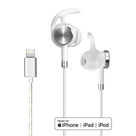 PALOVUE Lightning Earphones with Mircrophone Headphones Earbuds for Sports Workout MFi Certified Noise Isolation Compatible iPhone 11 Pro Max iPhone X/XS Max/XR iPhone 8/P iPhone 7/P NeoFlow (White)