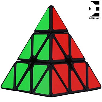D ETERNAL Rubiks Rubix Pyramid Cube 3x3 Speed Triangle Pyraminx Puzzle Cube, Black