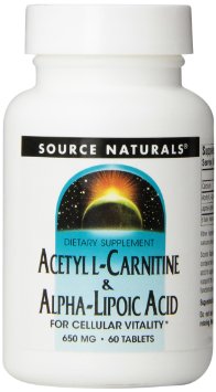 Source Naturals Acetyl L-Carnitine and Alpha-lipoic Acid 650mg 60 Tablets