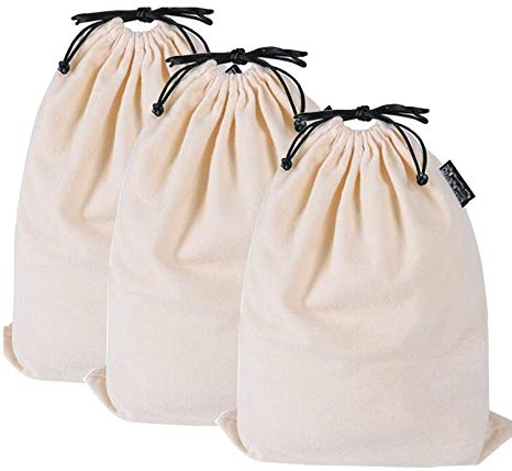 Misslo Cotton Breathable Dust-proof Drawstring Storage Pouch Bag (Pack 3 L)