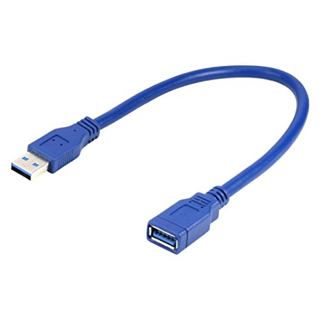 RIITOP Short USB 3.0 Type A Male to Female Extension Cable Cord in Blue 1 FT