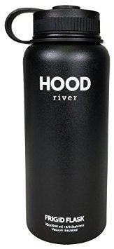 Hood River Insulated Stainless Steel Frigid Flask Vacuum Sealed Black 32 oz for Hot or Cold Drinks 100 Guarantee Life Time Warranty
