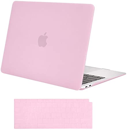 MOSISO MacBook Air 13 inch Case 2020 2019 2018 Release A2179 A1932 with Retina Display, Plastic Hard Shell Case & Keyboard Cover Only Compatible with MacBook Air 13 with Touch ID, Clear Pink