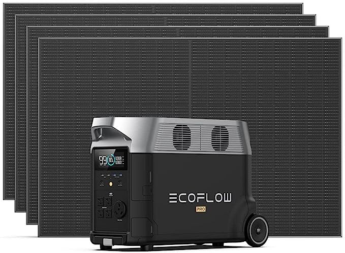 EF ECOFLOW Solar Generator 120V/3.6kWh DELTA Pro with 4x400W Rigid Solar Panel, 23% High-Efficiency, 5 AC Outlets, 3600-4500W, Portable Power Station for Home Backup Outdoors Camping RV Emergency