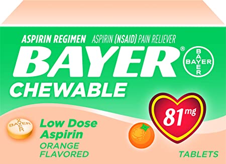 Bayer Low Dose Chewable Aspirin, Orange, 108 Count