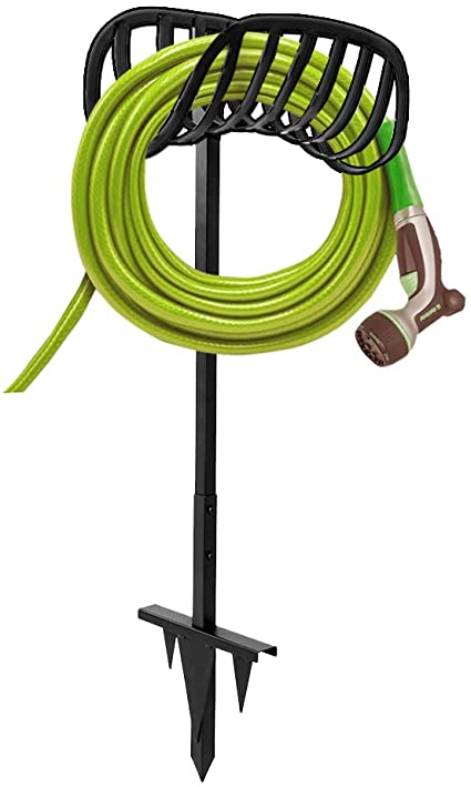 2022 Upgraded Garden Hose Holder Hanger Freestanding, Heavy Duty Metal Water Hose Storage Stand, Water Pipe Stand Rack Hose Reel for Outdoor Lawn Yard , Black,Detachable