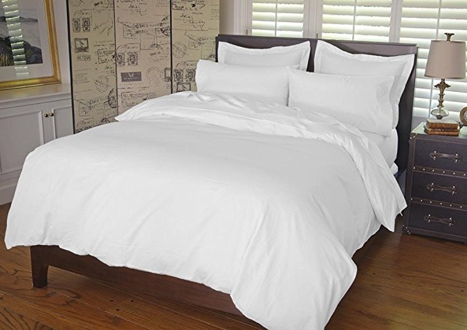 Warm Things Home 300 Thread Count Cotton Sateen Duvet Cover White / Oversized King