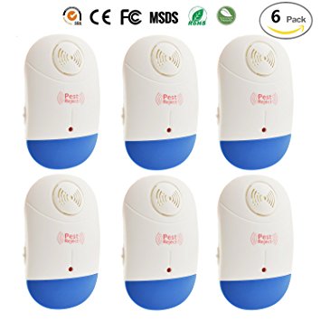 KOOCHY 6 Packs Ultrasonic Pest Repellent-Electronic Pest Repeller Plug-In Pest Control-Best eco guard ultrasonic pest repellent for Cockroach, Rodents, Flies, Roaches, Ants, Mice,Spiders, Fleas(6pack)