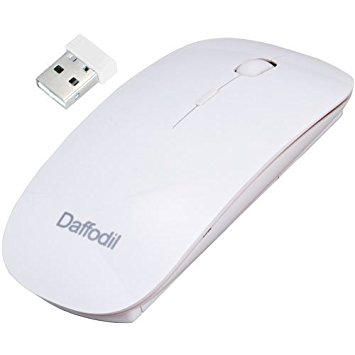 Daffodil WMS500 - 3 Button Wireless Mouse - Slimline PC and MAC Compatible Mouse with Srollwheel and Adjustable DPI (White)