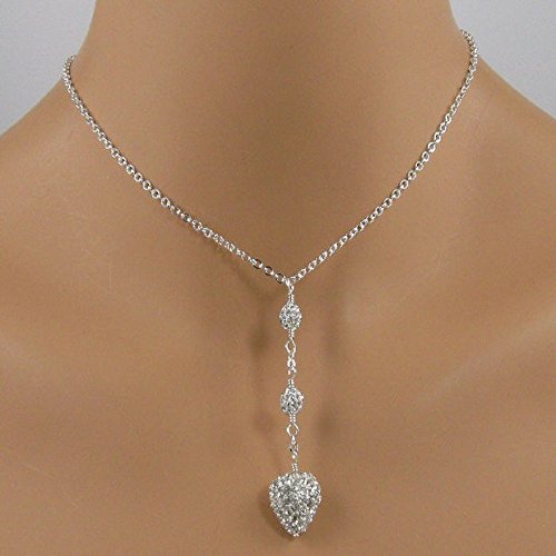 Crystal Pave Heart Sterling Silver Necklace