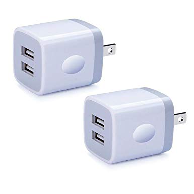 USB Wall Charger, Charger Box Cube, NINIBER 2-Pack 2.1Amp Dual Port Fast Charging Plug Base Power Adapter for iPhone X 8/7/6 Plus SE/5S/4S,iPad, iPod, Samsung, LG, Moto, HTC, Android Phone
