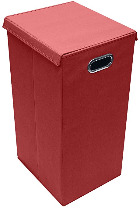 Sorbus Laundry Hamper Sorter with Lid Closure – Foldable Hamper, Detachable Lid, Portable Built-In Handles for Easy Transport – Single (Red)