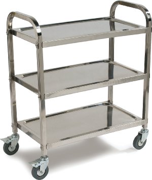 Carlisle UC4031529  Knockdown Stainless Steel 3 Shelf Utility / Service Cart, 400 lb. Capacity