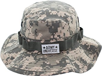 Camouflage Hunting Fishing Wide Brim Boonie Bucket Hat with ARMY UNIVERSE Pin