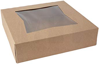 8 inches Length x 8 inches Width x 2 1/2 inches Height Kraft Paperboard Auto-Popup Window Pie/Bakery Box by MT Products (10 Pieces)