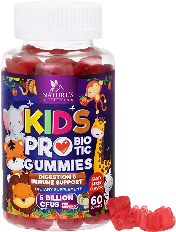 Kids Probiotic Gummies - Daily Digestive Comfort and Immune Support Supplement - Natural Ripe Strawberry Flavored Childrens Probiotic Gummy - Non-GMO Chewables with no Gluten Added - 60 Count