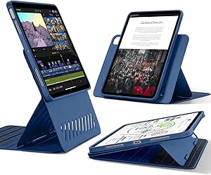 ESR for iPad Air 13 inch Case, Rotating Case with Removable Magnetic Cover, Adjustable Portrait/Landscape Stand with Raised Screen View, 9 Standing Angles, Shift Series, Blue