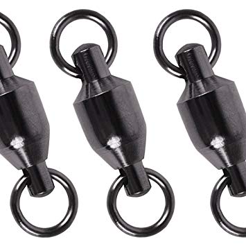Dr.Fish 20 Packed Ball Bearing Swivel 100% Copper Stainless Steel Welding Rings Black Nickel Finish Super High Strength Saltwater Big Game Fishing