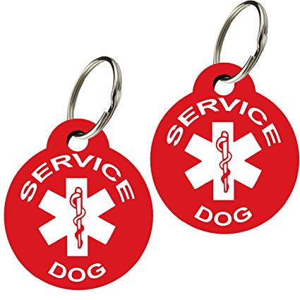 CNATTAGS Service Dog ID Tags - Personalized Front and Back Premium Aluminum (Set of 2)