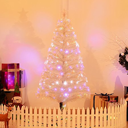 5' Artificial Holiday Fiber Optic Light Up Christmas Tree - Clear