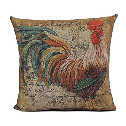Dantiya Rooster Painting Decorative Throw Pillowcases Cotton Linen Pillow Covers (rooster)