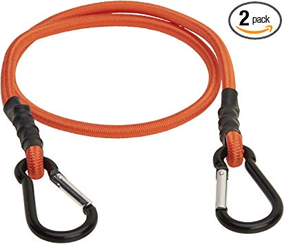 Keeper 06081 36" Bungee Cord with Mini Carabiner Hooks, 2 Pack