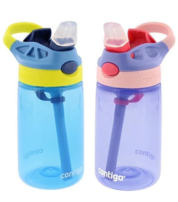 Contigo Kids Autospout Gizmo Water Bottle, 14oz (Nautical Blue/Lavender) - 2 Pack