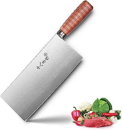 SHI BA ZI ZUO 8 Inch Professional Chinese Vegetable Knife with Full Tang Rosewood Wooden Handle Kitchen Chef Knife Sang Dao