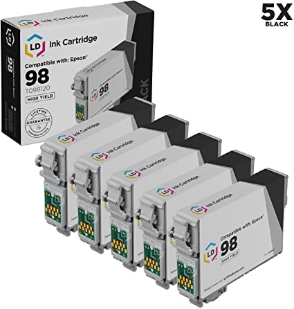 LD Remanufactured Ink Cartridge Replacement for Epson 98 T098120 High Yield (Black, 5-Pack)