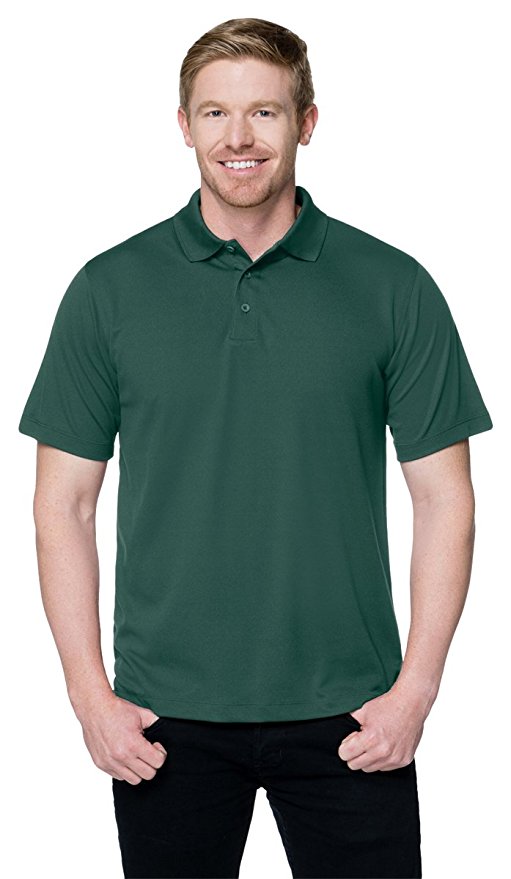 Mens Moisture Wicking Rib Collar Vital Mini-Pique Polo Shirt (14 Colors, S-4XLT)