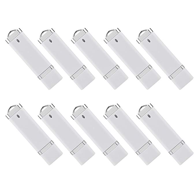 KEXIN 10pcs 16GB USB Flash Drive USB2.0 Metal Pen Shape Memory Stick White